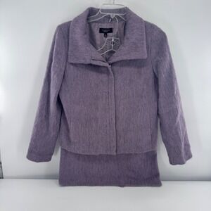 Talbots Skirt Suit Set 2 Piece Purple Wool Alpaca Mohair Zip Front Career Sz 10